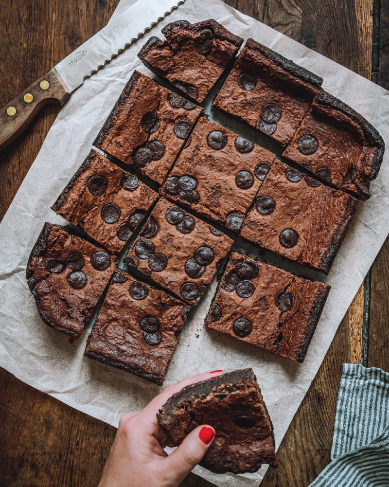 Vegan brownies fresh out of the oven